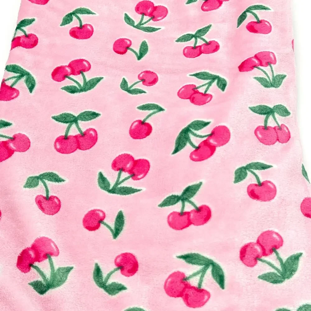 Juicy Couture Pink Cherry Plush Pet Throw Blanket Cherries NEW